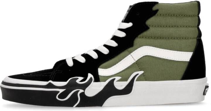 Vans Flame High-Top Schoen met Iconische Strepen Green Heren