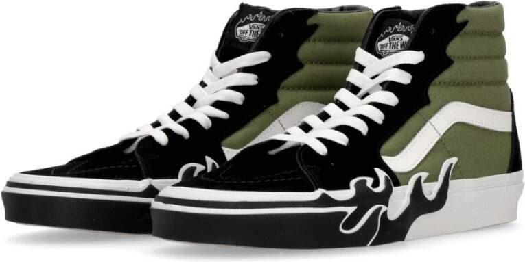 Vans Flame High-Top Schoen met Iconische Strepen Green Heren