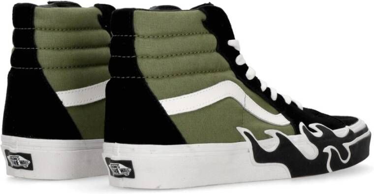 Vans Flame High-Top Schoen met Iconische Strepen Green Heren