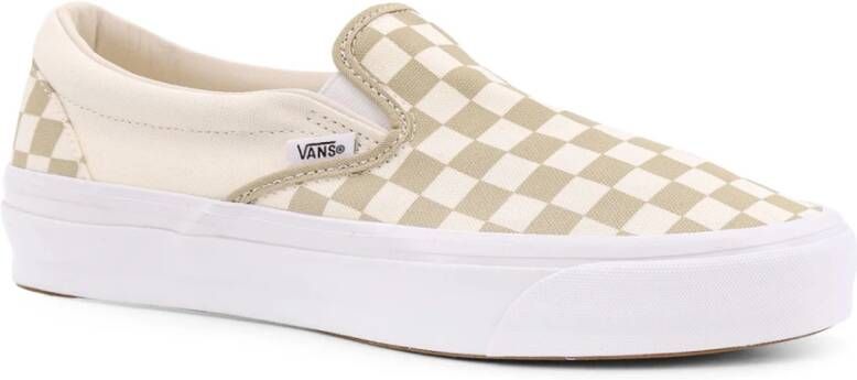 Vans Ruit Slip-On Canvas Sneakers Beige Heren