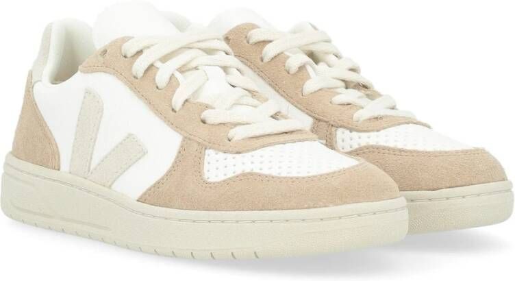 Veja Bruin Leren en Suède Sneaker White Dames