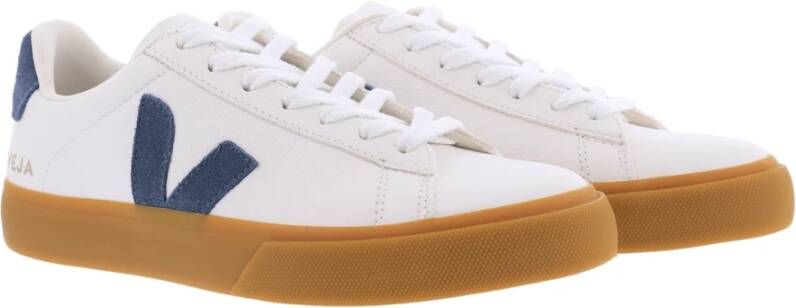 Veja Dames Campo Sneaker Leer Wit Blauw White Dames