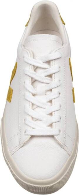 Veja Gecoate Katoenen Sneakers Wit Limoengroen White Dames