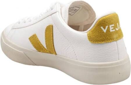 Veja Gecoate Katoenen Sneakers Wit Limoengroen White Dames