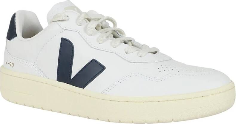 Veja Geperforeerde leren sneakers wit blauw White Heren