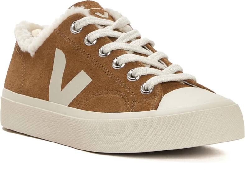 Veja Kameel Witte Sneakers Stijlvol Comfortabel Brown Dames