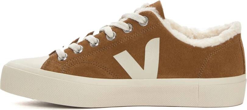 Veja Kameel Witte Sneakers Stijlvol Comfortabel Brown Dames