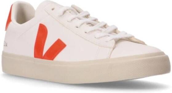 Veja Leren Logo Sneakers Vetersluiting Ronde Neus White Heren