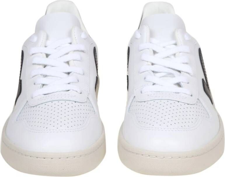 Veja Leren Sneakers Zwart Wit Ronde Neus White Dames