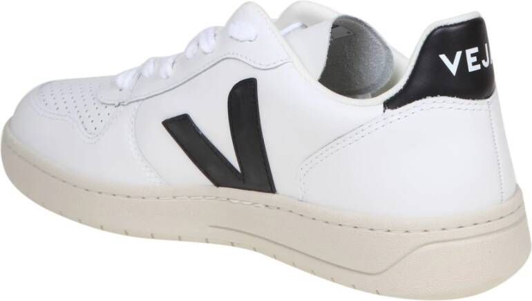 Veja Leren Sneakers Zwart Wit Ronde Neus White Dames