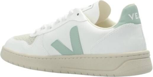 Veja Witte Vetersneakers met Blauwe V-Patch Wit Dames