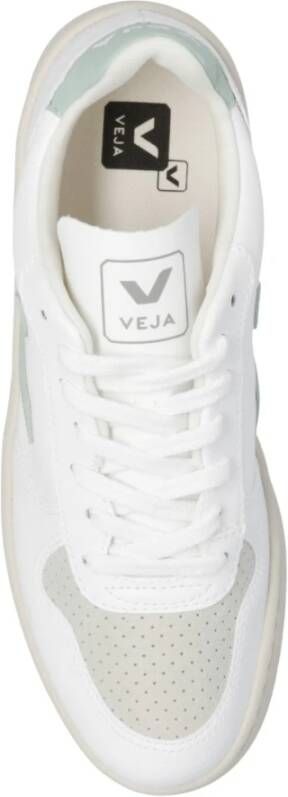 Veja Witte Vetersneakers met Blauwe V-Patch Wit Dames