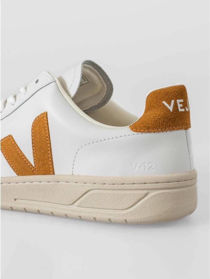 Veja V-12 Leren Camel Sneakers White Heren