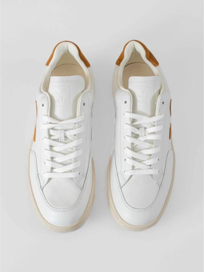 Veja V-12 Leren Camel Sneakers White Heren