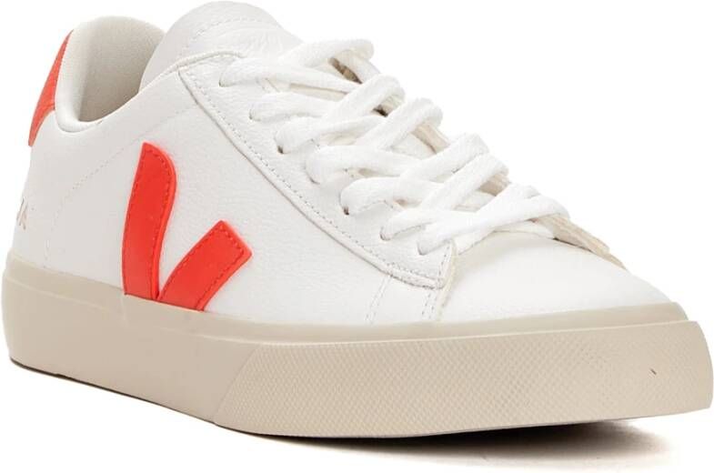 Veja Wit Oranje Leren Sneakers White Dames