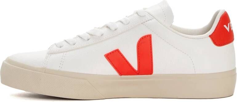 Veja Wit Oranje Leren Sneakers White Dames