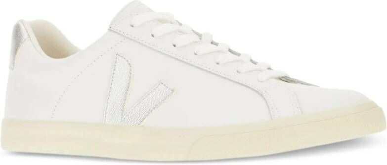 Veja Wit Zilver Logo Leren Sneakers White Dames