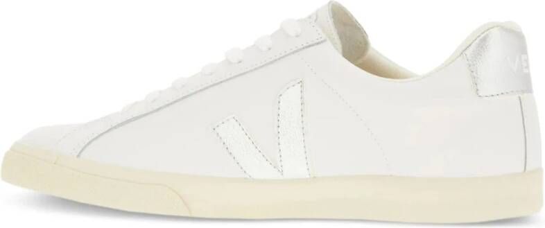 Veja Wit Zilver Logo Leren Sneakers White Dames