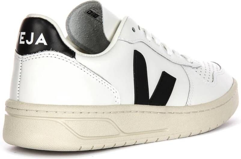 Veja Wit Zwart Leren Court Trainers Vrouwen White Dames