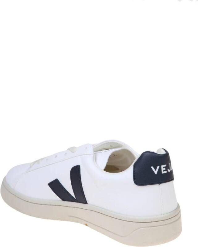 Veja Witte Blauwe Leren Sneakers Ronde Neus White Heren