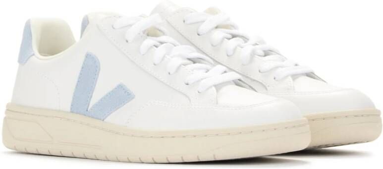 Veja Witte en Blauwe Leren Sneaker V-12 White Dames