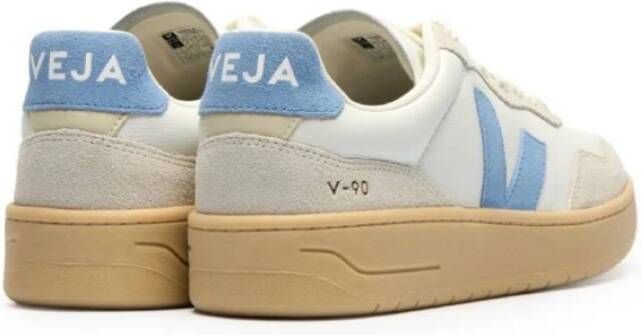 Veja Witte en blauwe leren sneakers Multicolor Dames