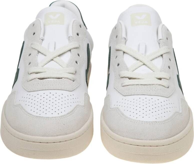Veja Witte en groene leren sneakers Multicolor Heren