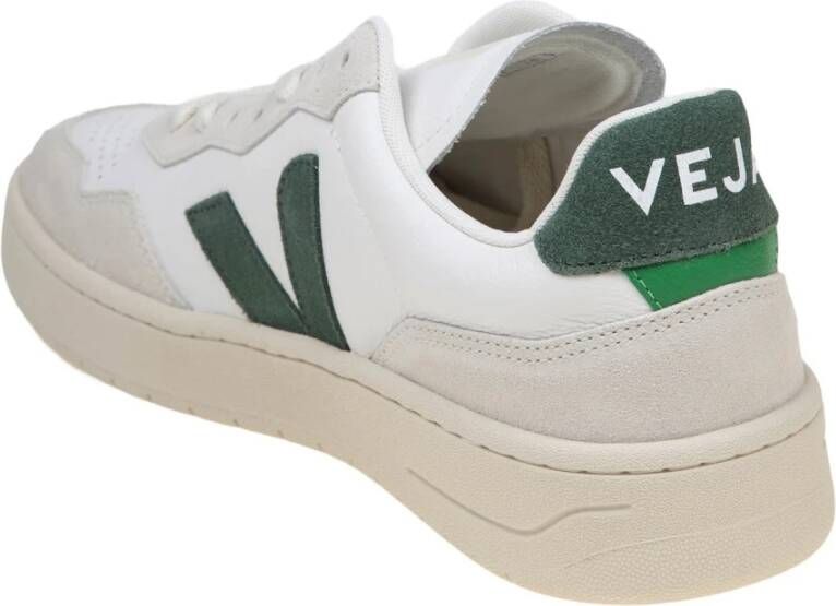 Veja Witte en groene leren sneakers Multicolor Heren