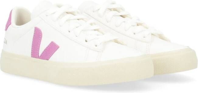 Veja Witte en paarse leren sneaker White Dames