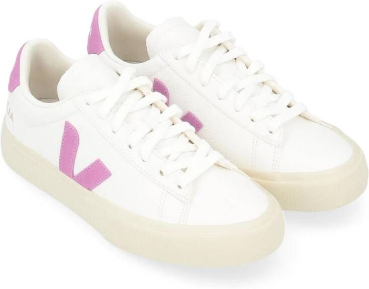 Veja Witte en paarse leren sneaker White Dames