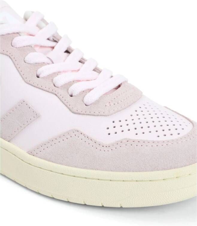 Veja Witte en roze leren sneakers Purple Dames