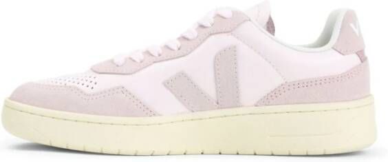 Veja Witte en roze leren sneakers Purple Dames