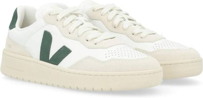 Veja Witte Groene Leren Sneaker V-90 White Heren