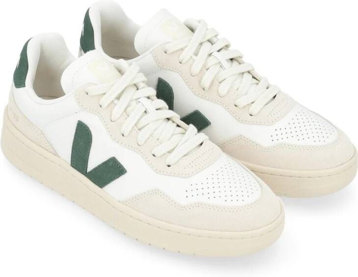 Veja Witte Groene Leren Sneaker V-90 White Heren