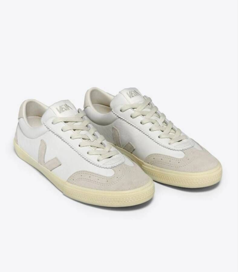 Veja Witte Leren Sneakers met Natuurlijke Details White Dames