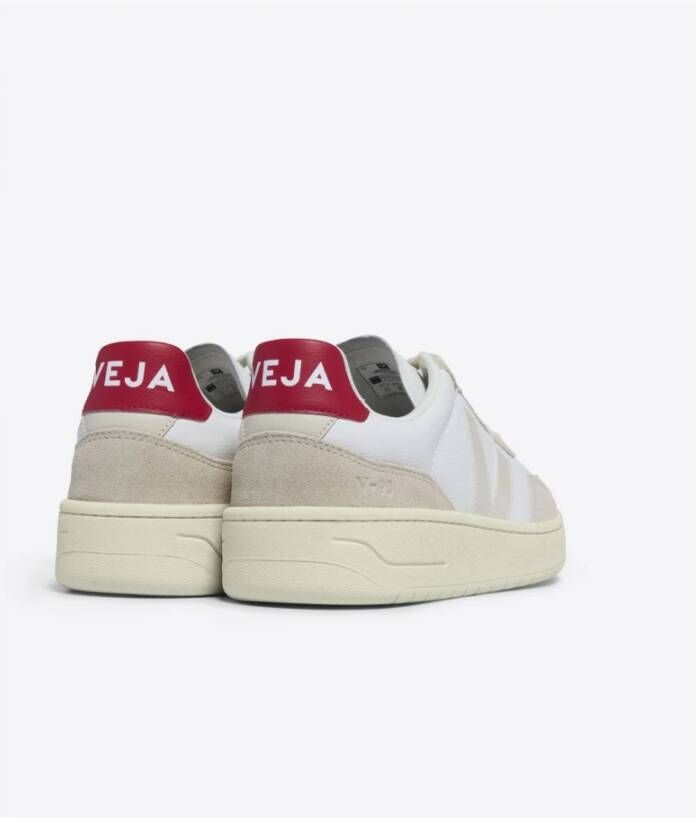 Veja Witte Leren Sneakers met Rode Accenten White Dames