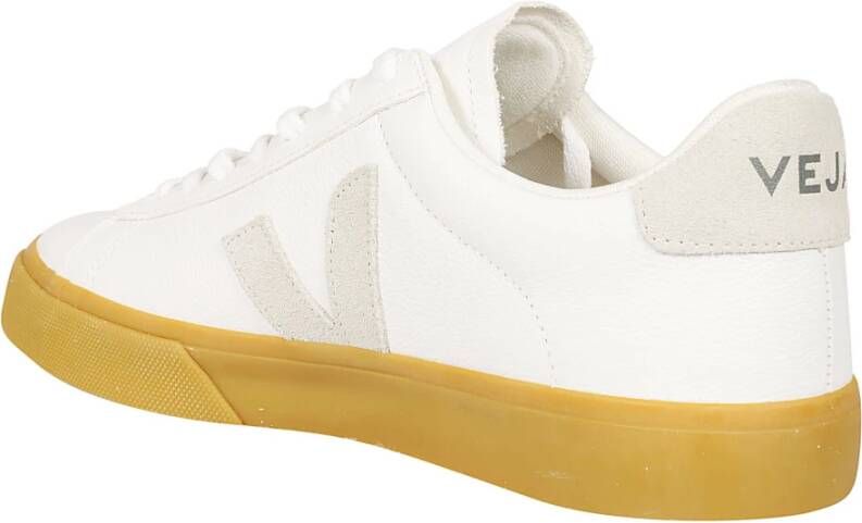 Veja Witte leren sneakers met suède detail White Heren