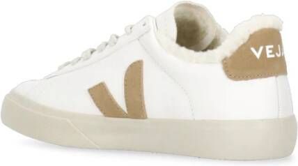 Veja Witte Leren Sneakers Ronde Neus Logo White Dames