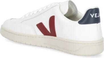 Veja Witte Leren Sneakers Ronde Neus Logo White Heren