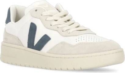 Veja Witte Leren Sneakers Ronde Neus Vetersluiting White Dames