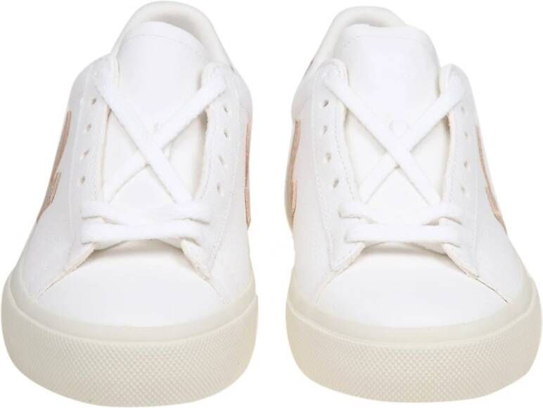 Veja Witte Leren Sneakers Ronde Neus White Dames