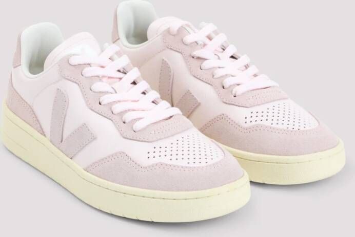 Veja Witte Leren Sneakers Stijlvol Comfort Purple Dames