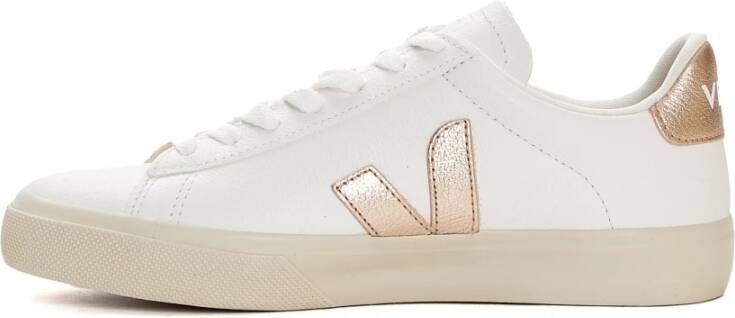 Veja Witte Platine Leren Sneakers White Dames