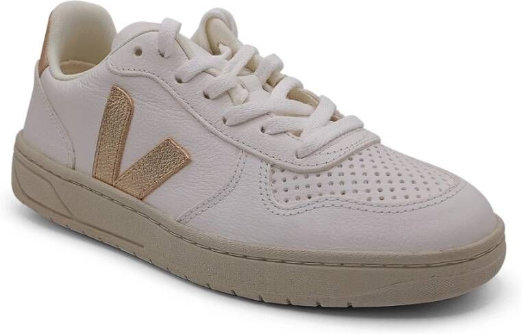 Veja Witte Platte Leren Sneakers White Dames