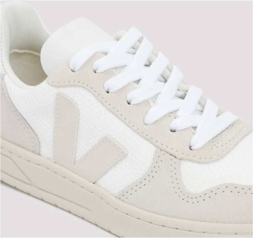 Veja Witte V10 Sneakers Ronde Neus Vetersluiting Multicolor Dames