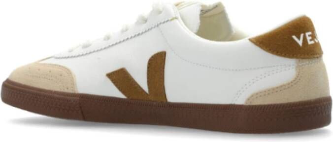 Veja Witte Volley Sneakers met Bruin Logo White Heren