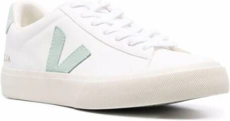 Veja Witte groene leren Campo sneakers White Dames