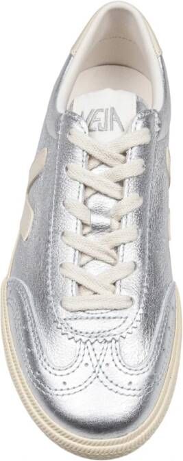 Veja Zilveren Leren Sneakers met Amazone Rubber Gray Dames