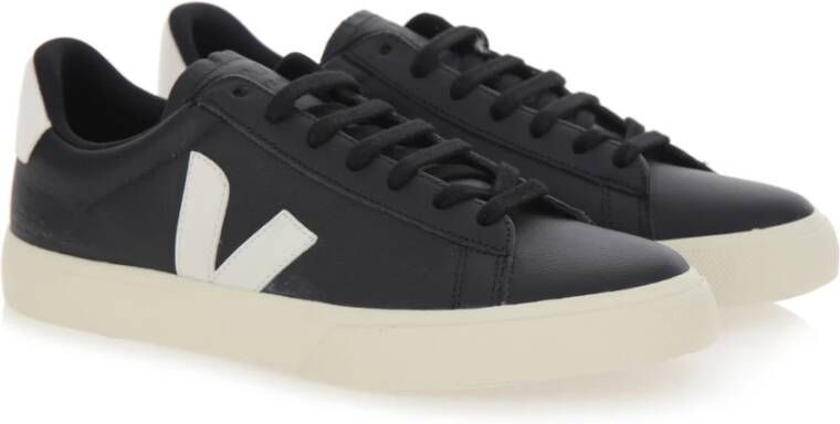 Veja Zwart Wit Leren Sneakers Campo Black Heren