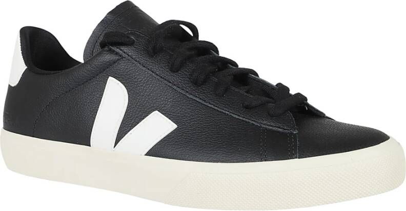 Veja Zwarte en witte leren sneakers Black Heren